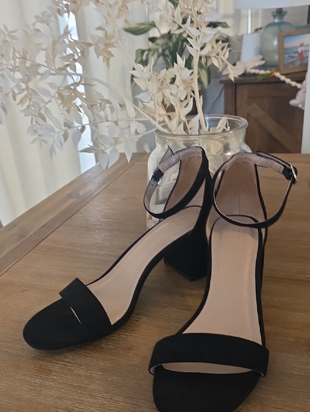 A New Day Classic Black Ankle-Strap Block Heel Sandals